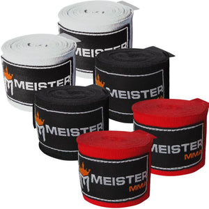 Meister Adult 180" Hand Wraps for MMA & Boxing - 3 Pairs Pack